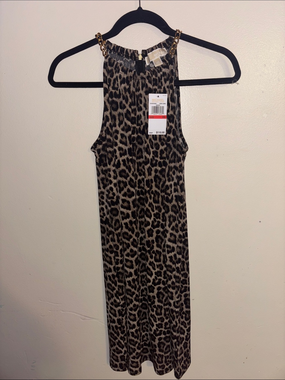 Michael Kors women’s Leopard Chain-Strap Dress - Brown & Black